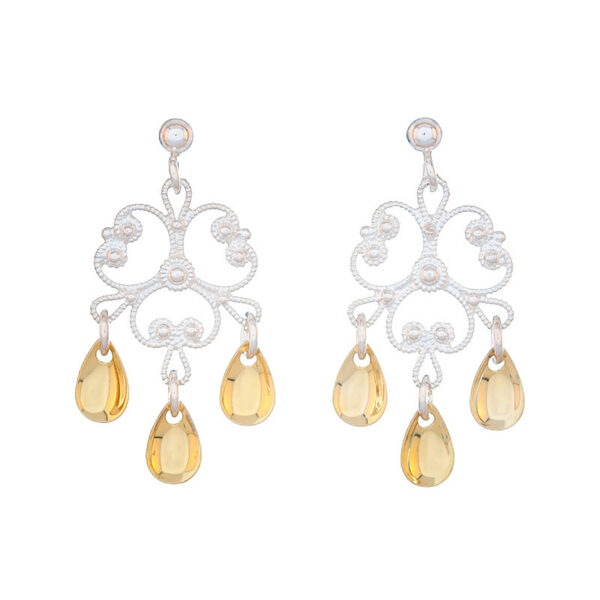 Ørepynt, kvit/gylt, for hull