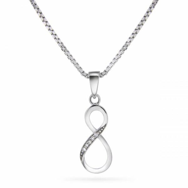 Anheng, kvitt gull med rh. sølvkjede.