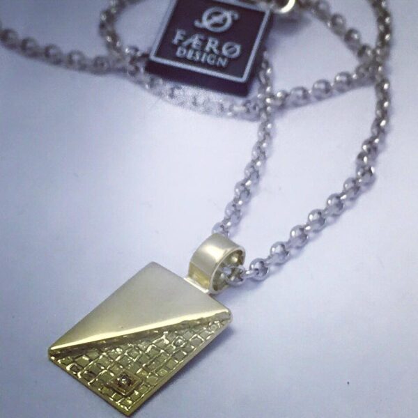 Anheng, med rh. sølvkjede gullplate i 585